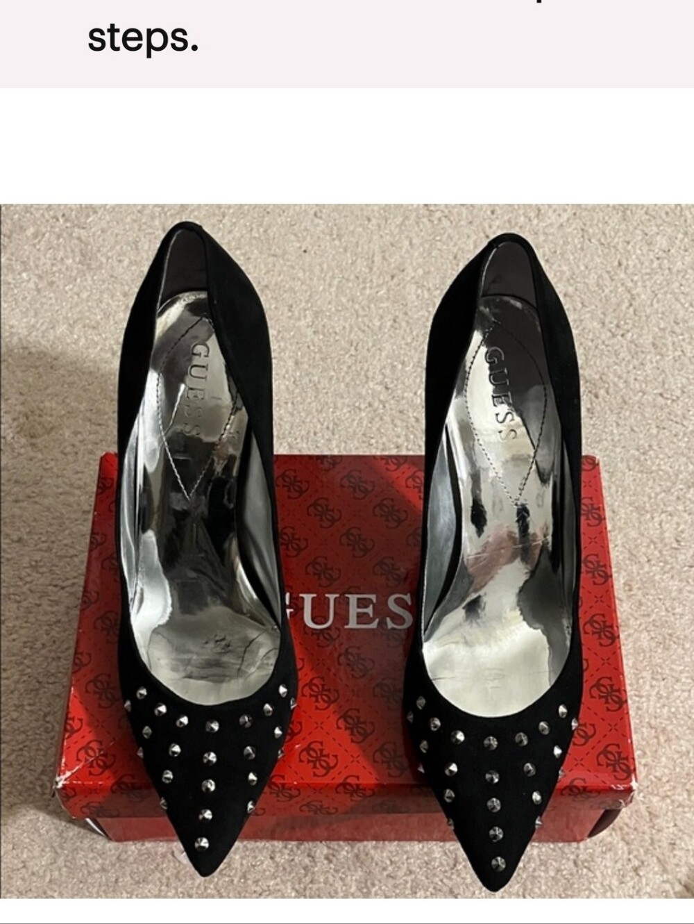 GUESS Black Suede Studded Heels